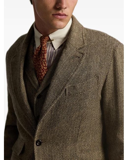 RRL Brown Herringbone-Weave Blazer for men