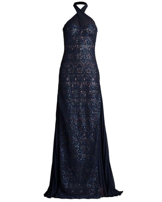 Tadashi Shoji Blue Kleid mit Schleifenverschluss