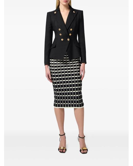Elisabetta Franchi Black Double-Breasted Jacket With Flap Pockets