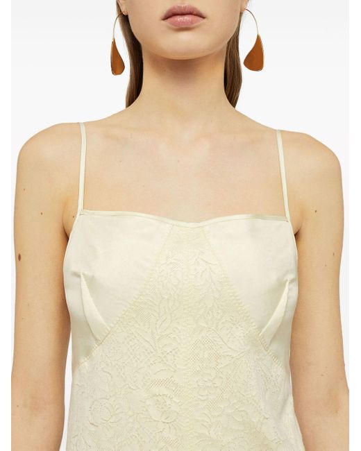 Jil Sander White Neutral Cotton-blend Midi Dress