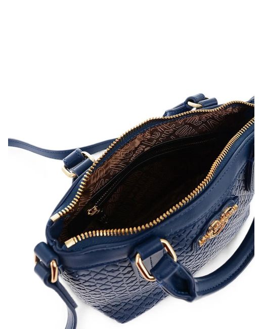 Moschino Blue Valentina Heart-Embossed Tote Bag
