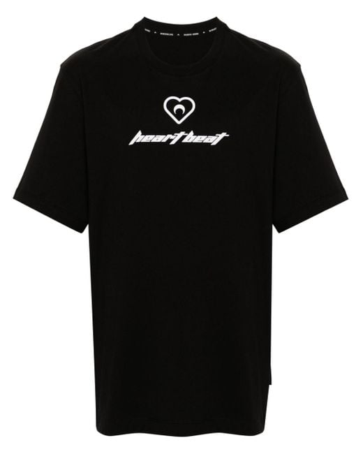MARINE SERRE Black Heart Beat T-Shirt aus Bio-Baumwolle