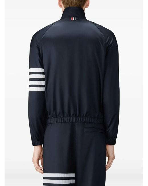 Thom Browne Blue Shiny Ripstop Raglan 4-Bar Track Jacket for men