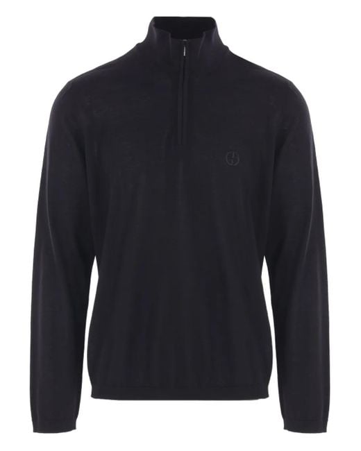Maglione Con Mezza Zip di Giorgio Armani in Blue da Uomo