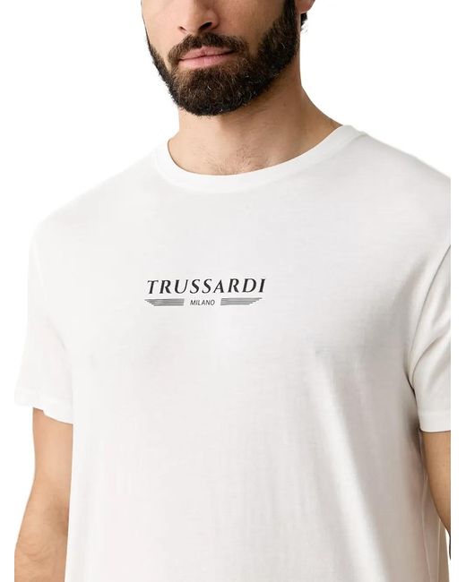 Trussardi White Logo-Print Cotton T-Shirt for men