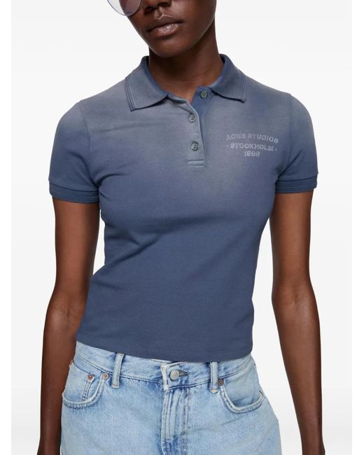 Acne Blue Sprayed Polo T-Shirt