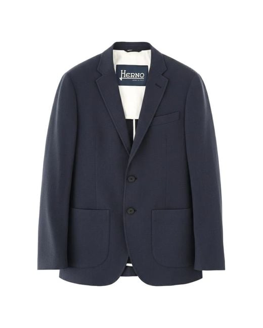 Herno Blue Single Breasted Blazer for men