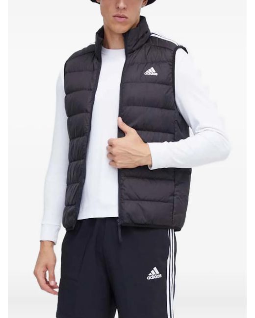 Adidas Blue Three-Stripe Padded Vest for men