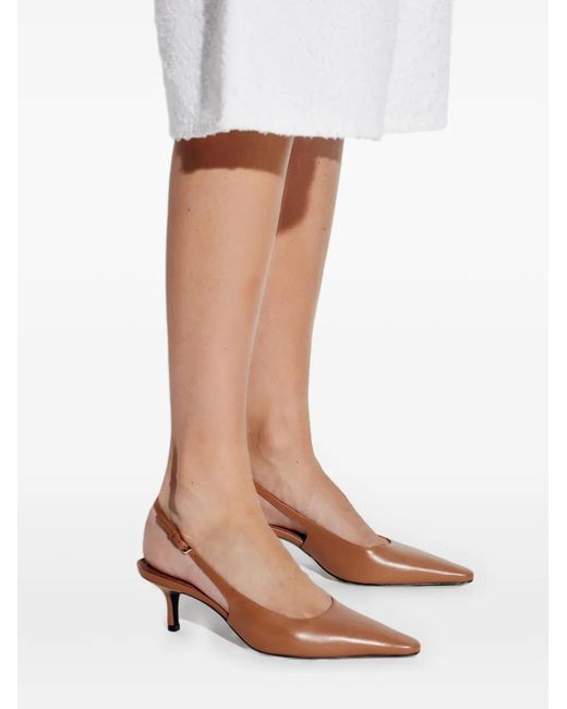 Black Suede Studio Brown Lainey Leather Heeled Pumps