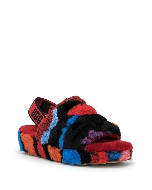 Ugg Red Fluff Yeah Slides