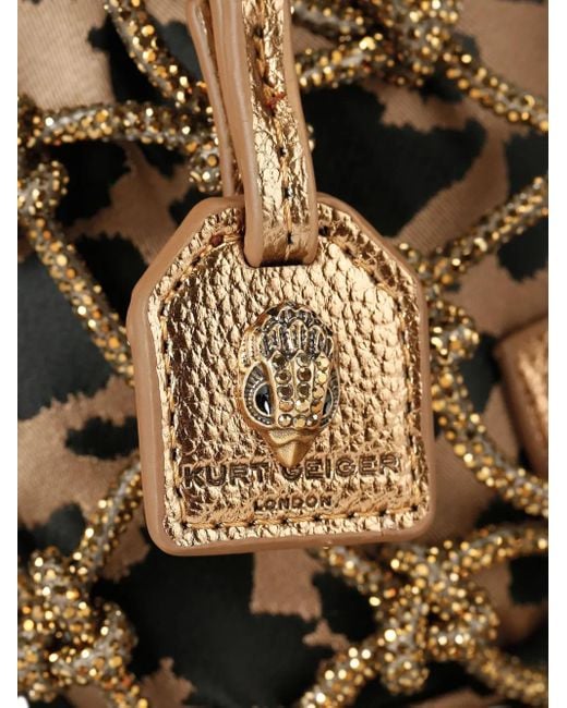 Kurt Geiger Metallic Mini Macrame Tote Bag mit Kristallen