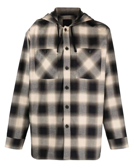 Givenchy Black Hooded Checked Shirt for men