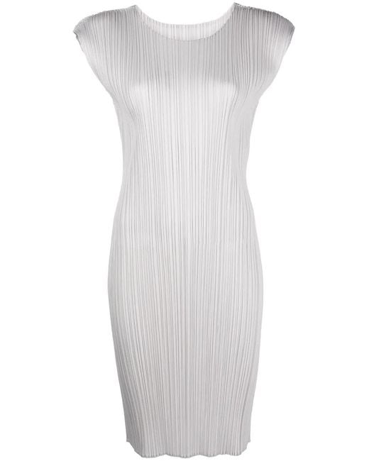 Pleats Please Issey Miyake White Pleated Short Dress