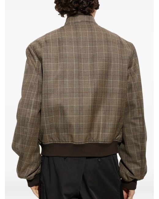 McQueen Brown Check Wool Bomber Jacket for men