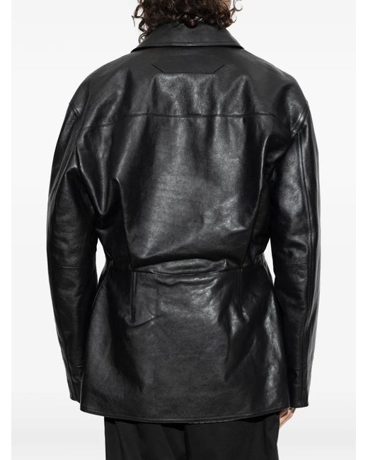 Jacquemus Black The Gardian Leather Button-Up Jacket for men