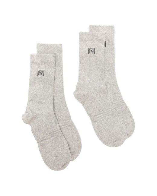 Totême White Embroidered Socks (Set Of Two)