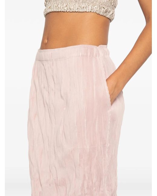 GONGDID DESIGN Pink Crinkled-Finish Elasticated-Waist Skirt