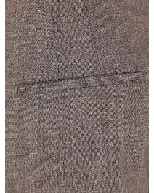 Rohe Gray Pleat-Detail Slub-Texture Trousers