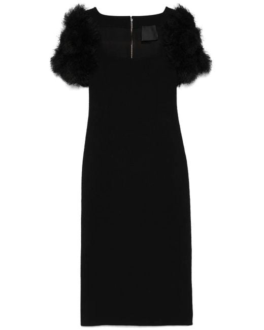 Givenchy Black Pompom Knitted Midi Dress