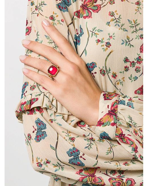 Goossens Pink Cabochons Squared Ring
