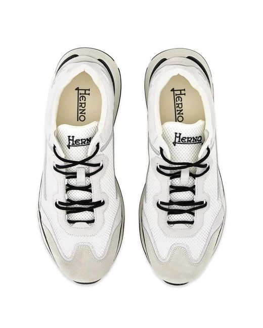 Herno White Maggiore Panelled Sneakers for men