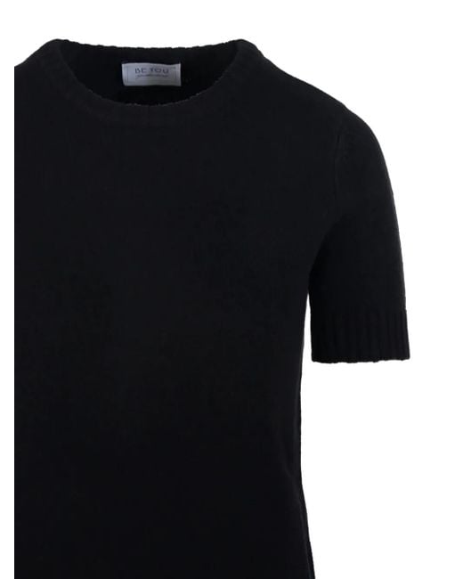Be You Black Short-Sleeve Round-Neck Jumper