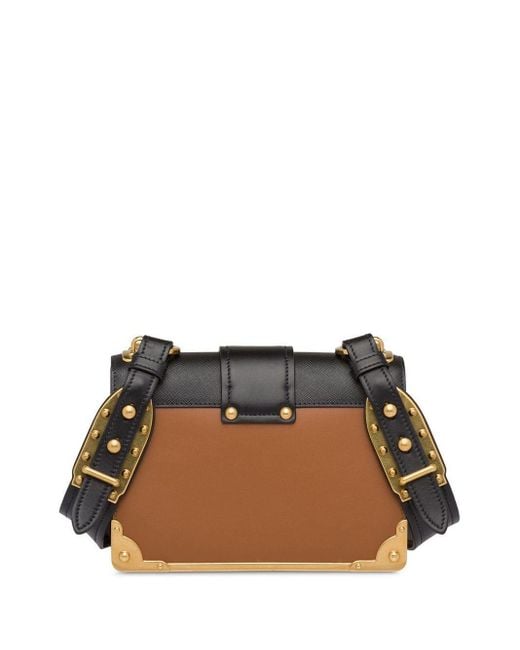 Prada Cahier Leather Shoulder Bag in Brown | Lyst