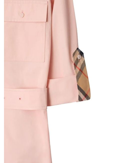 Vestido camisero de algodón y popelina con cierre oculto Burberry de color Pink