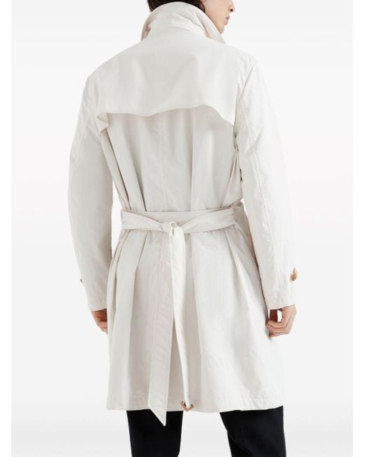 Brunello Cucinelli White Rainproof Trench Coat for men