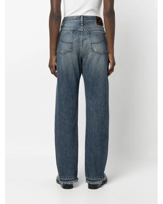 Jacob Cohen Blue Distressed High-Rise Straight Leg Jeans