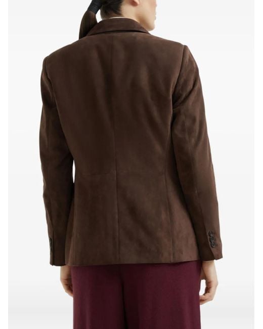 Brunello Cucinelli Brown Peak Lapel Suede Blazer