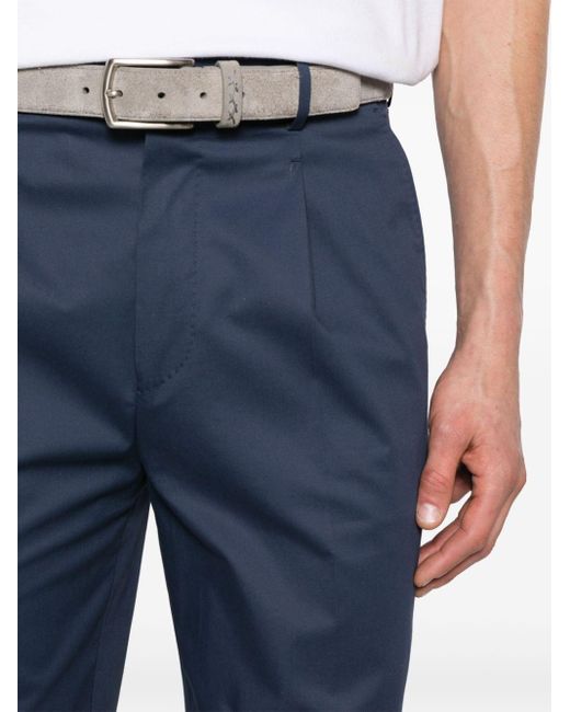 Zegna Blue Tapered-leg Stretch-cotton Trousers for men