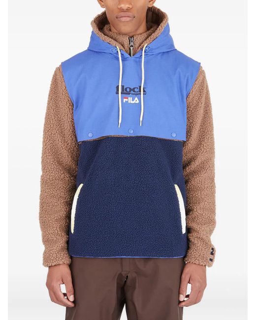 Fila Blue Hooded Fleece Panelled Hoodie