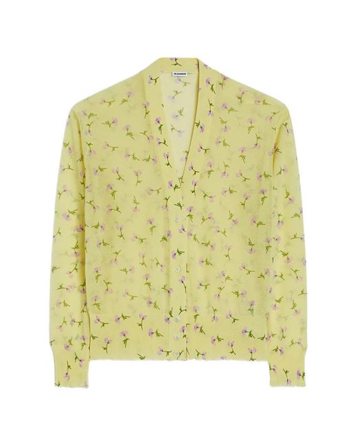 Jil Sander Yellow Cotton Blen Printed Cardigan