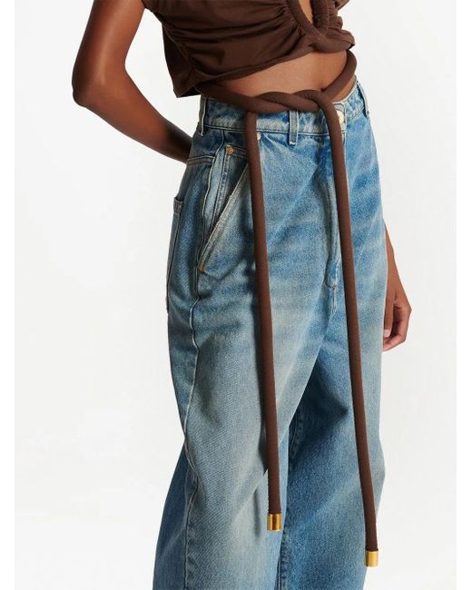 Top corto con detalle de nudo Balmain de color Brown