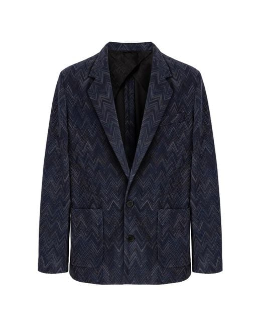 Zigzag Knitted Jacket Missoni pour homme en coloris Blue