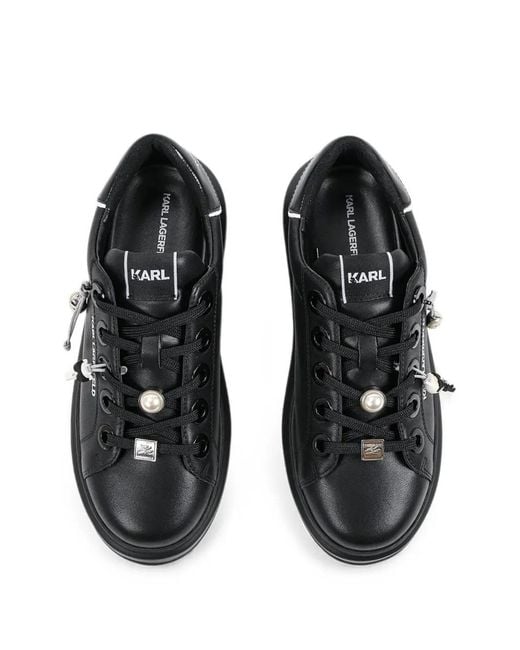 Karl Lagerfeld Black Faux-Pearl Embellished Sneakers
