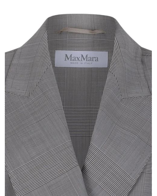 Max Mara Gray Check-Pattern Belted Jacket