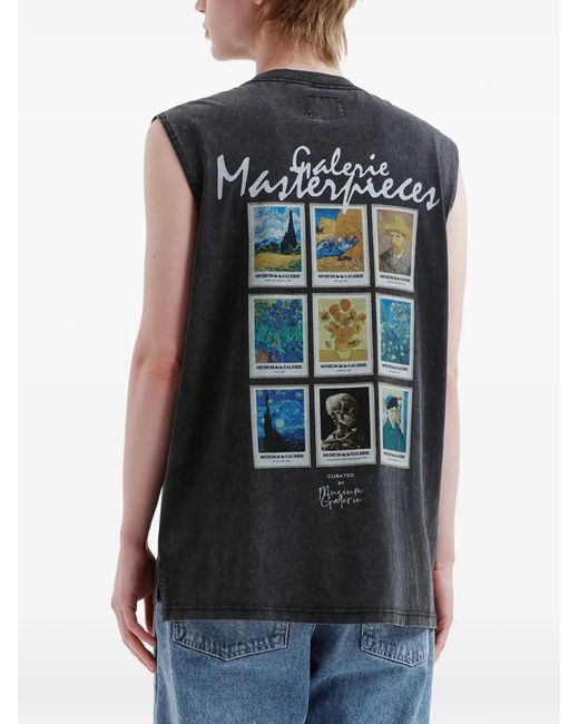 Musium Div. Black Graphic-Print Sleeveless T-Shirt for men
