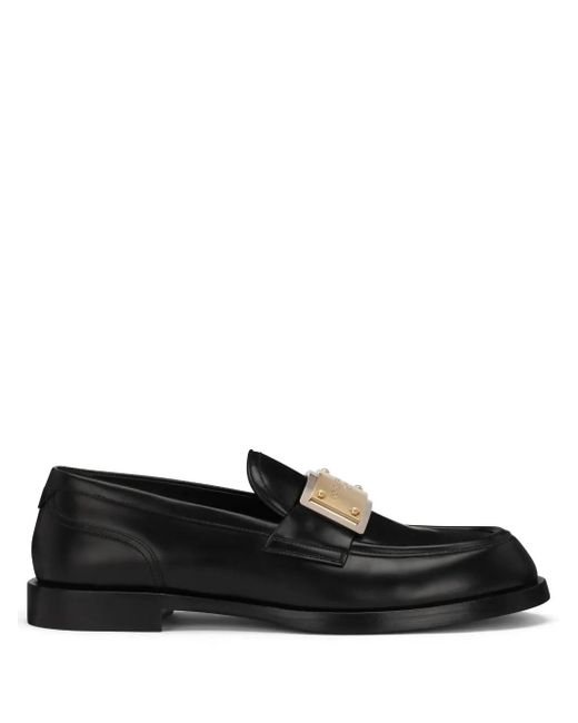 Dolce & Gabbana Black Calfskin Bernini Loafers for men