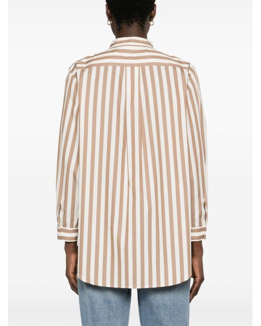 FRAME Natural Brown And White Femme Stripe-print Shirt