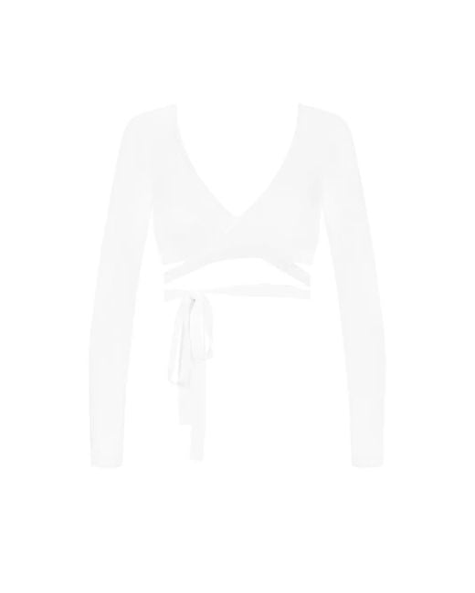 Maison Close White La Femme Amazone Ribbed Wrap Top