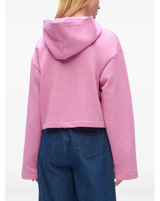 Karl Lagerfeld Pink Signature-Hem Hoodie