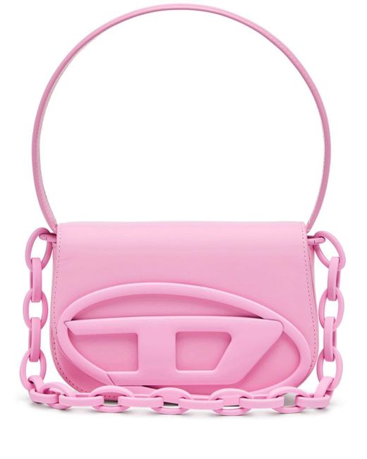 DIESEL Pink 1DR - Ikonische Schultertasche aus mattem Leder - Schultertaschen - Damen - Rosa