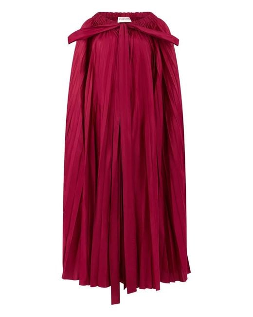 Valentino Garavani Red Pleated Cape