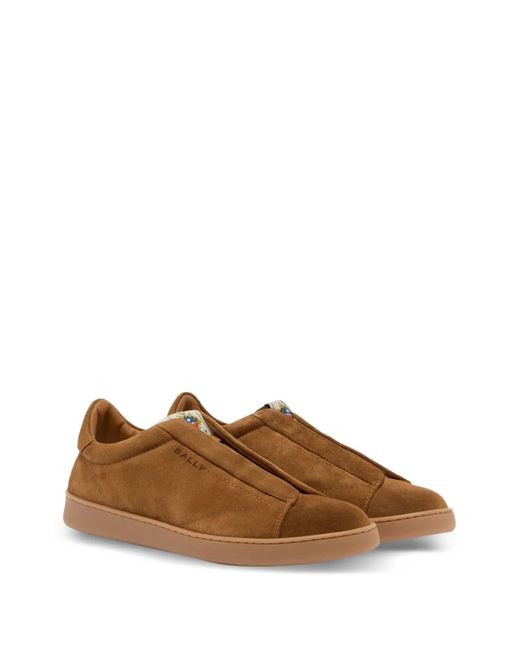 Bally Brown Retro Crest Suede Sneakers for men