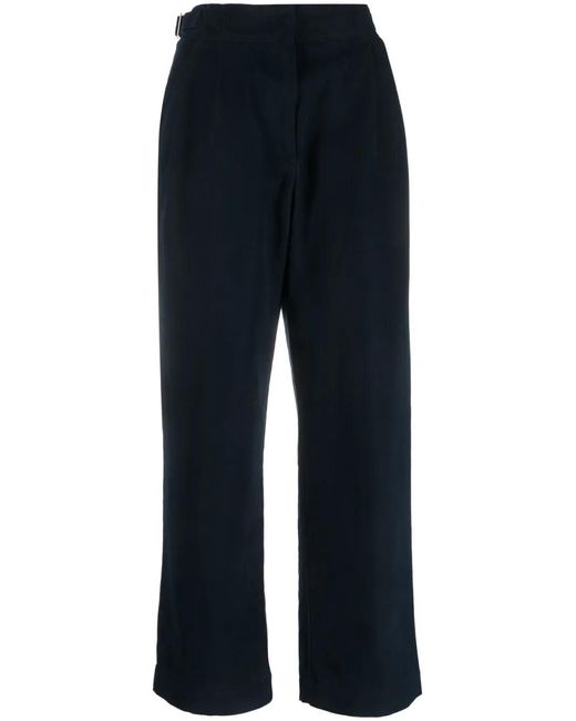 A.P.C. Blue Pleat-Detail Wide-Leg Cotton Trousers