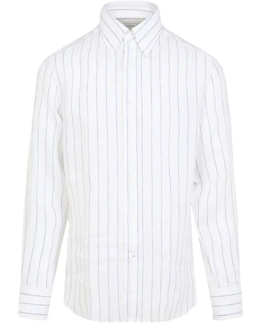 Brunello Cucinelli White Striped Shirt for men