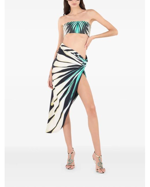 Roberto Cavalli White Drapierter Sarong Mit Ray Of Sea-Print