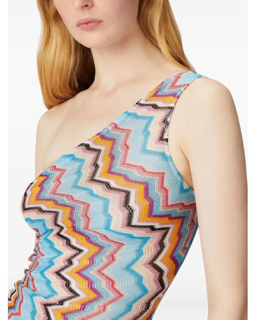 Missoni Blue Zigzag-Pattern Mini Dress